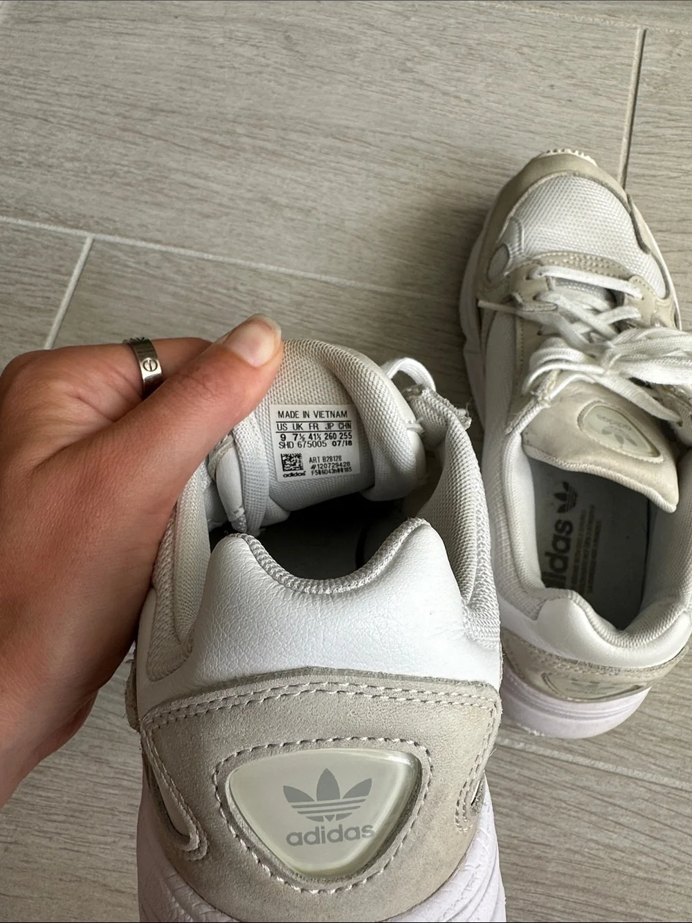 Adidas Falcons - white and tan sneakers